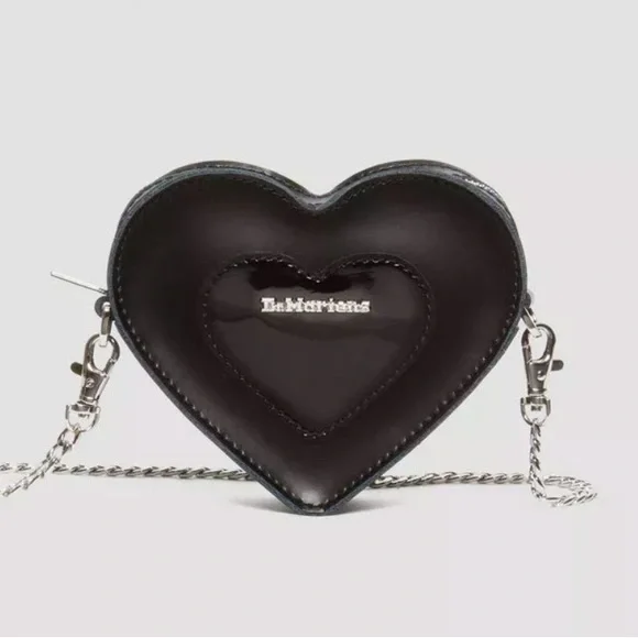 Dr.Martens ★MINI HEART SHAPED KIEV & PATENT LEATHER BAG Mini Heart Shaped Kiev & Patent Leather Bag in Black | Dr